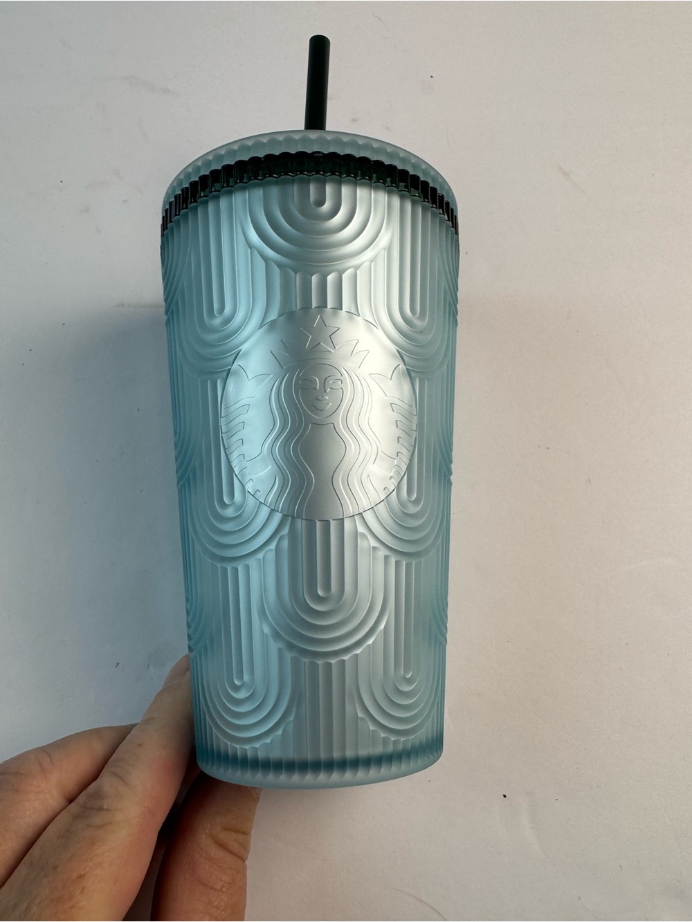 Starbucks Frosted Aqua Textured Reusable Tumbler with Black Straw